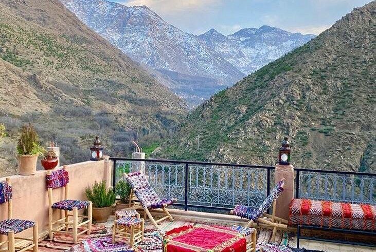 Snowy Atlas mountains near Marrakech in winter