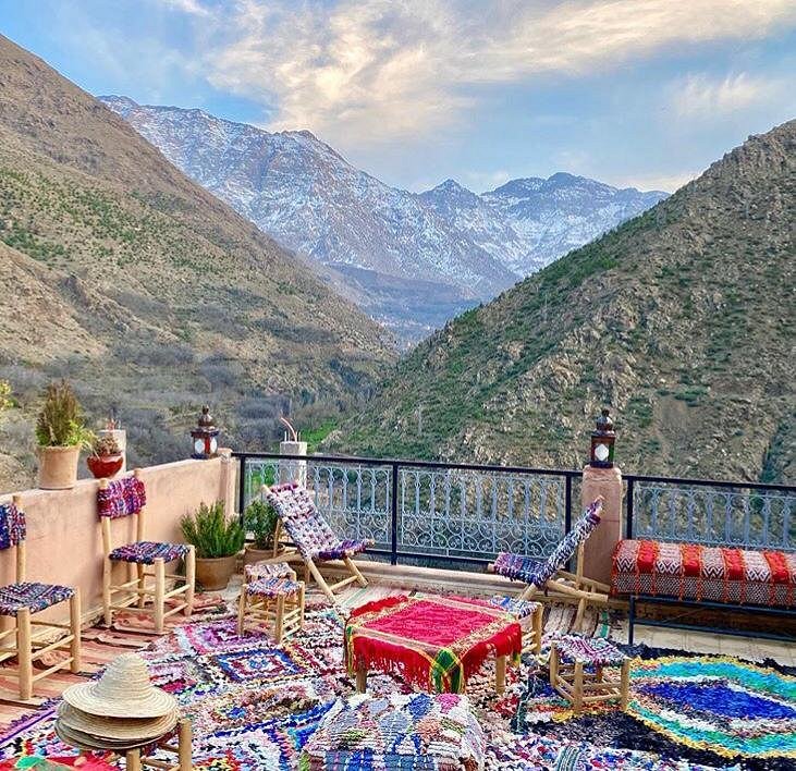 Snowy Atlas mountains near Marrakech in winter Snowy Atlas mountains near Marrakech in winter