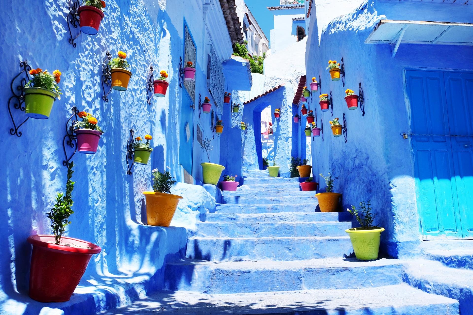 Blue alley in the medina of Chefchaouen Blue alley in the medina of Chefchaouen
